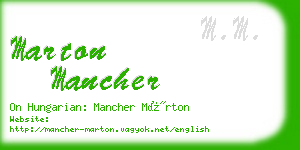marton mancher business card